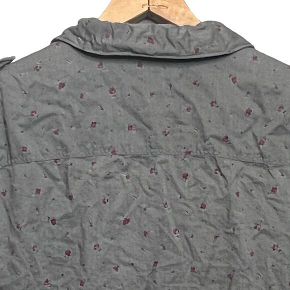 AllSaints Mens Size XL Amhurst Gray Floral Snap Front Shirt Collared Cottage - Picture 9 of 10